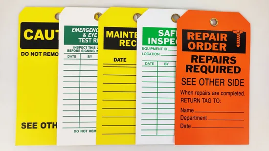 Etiqueta de PVC para pendurar, etiqueta de bloqueio de sinalização de segurança