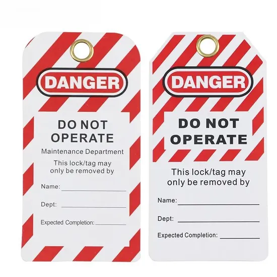 Etiquetas de advertência de bloqueio de PVC perfurado 